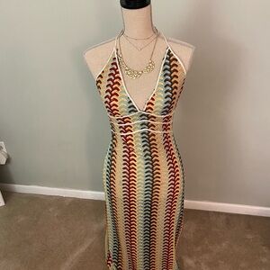 Multicolor Halter Neck Women Dress
